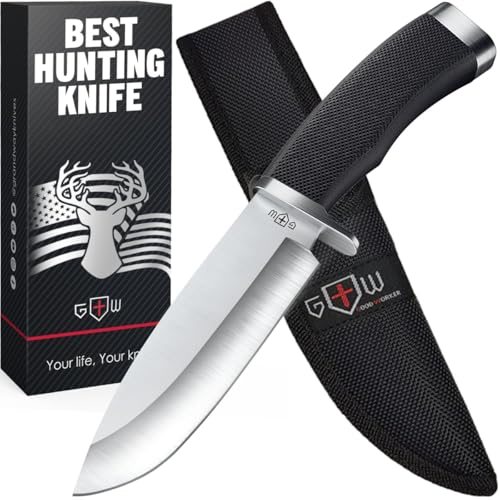 Grand Way Bowie Hunting Knife with Sheath — Satin / Black
