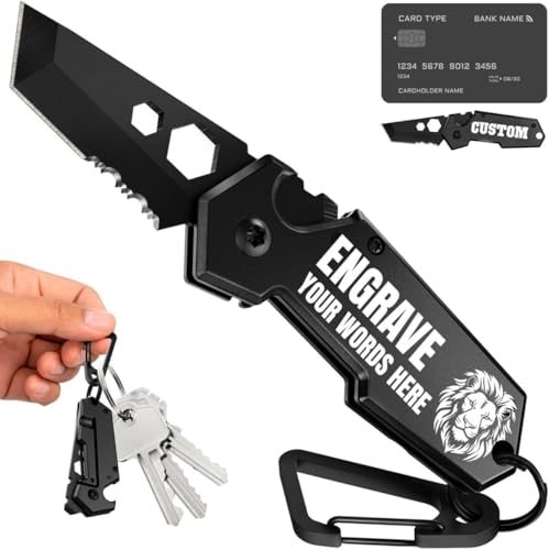 Grand Way Engraved Keychain Knife — Black