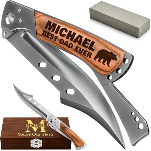 Grand Way Engraved Long Blade Folding Knife — Rosewood
