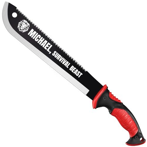 Grand Way Engraved Machete with Saw Back — 19 inch