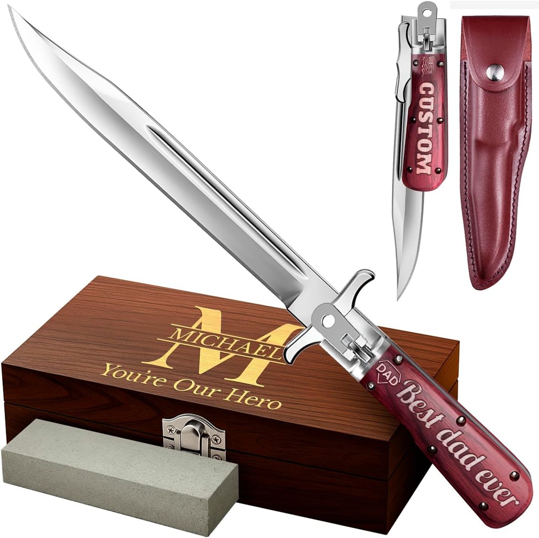 Grand Way Engraved Retro Long Folding Knife