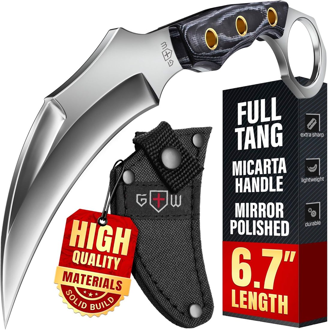 Grand Way Fixed Karambit with Micarta Handle