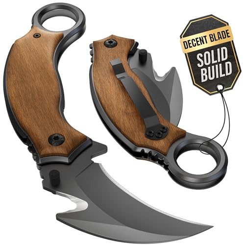 Grand Way Folding Karambit with Wood Handle — Wood