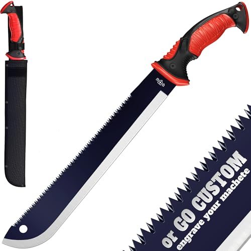 Grand Way Machete with Saw Back and Sheath — 19 inch