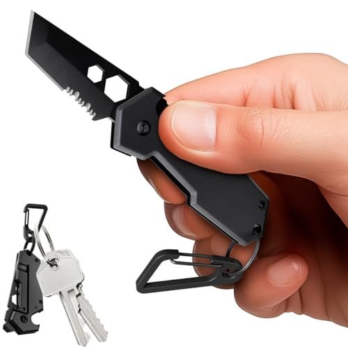 Grand Way Mini Keychain Knife with Carabiner — Black