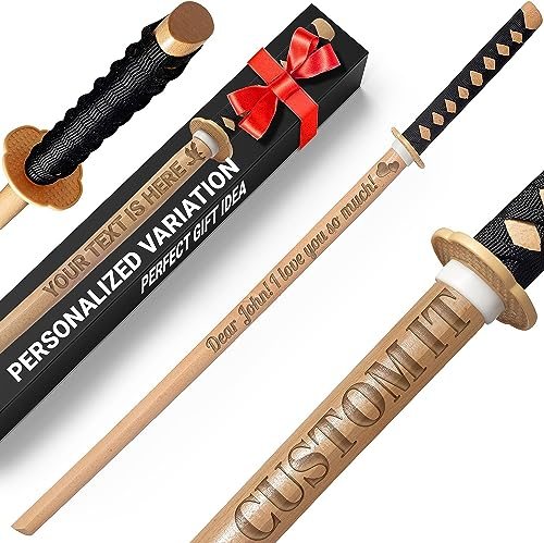 Grand Way Personalized Wooden Katana — Natural Wood